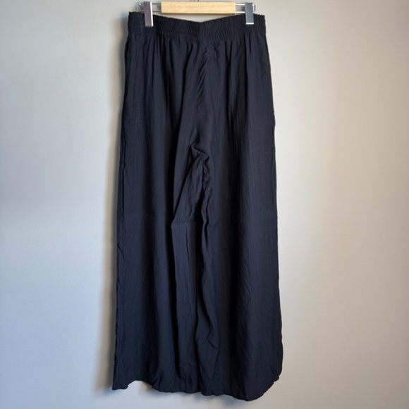 H&M Women's Wide Leg Loose Fit Boardwalk High-Rise Pants Black Medium Beach - Picture 4 of 13
